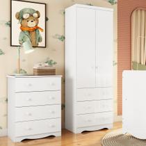 Quarto Infantil com Guarda Roupa Smim New e Cômoda Junior New 100 MDF Móveis Peroba