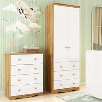 Quarto Infantil com Guarda Roupa Smim New e Cômoda Junior New 100 MDF Móveis Peroba
