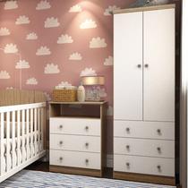 Quarto Infantil com Guarda Roupas 2 Portas 3 Gavetas e Cômoda 3 Gavetas Teka Espresso Móveis