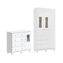 Quarto Infantil com Guarda Roupas 3 Portas e Cômoda com Janelas 100% Mdf Lana Espresso Móveis