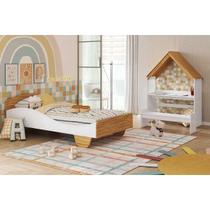 Quarto Infantil Completo 2 Peças (Cama+Escrivaninha) Branco/Amendoa - Peroba Quarto Infantil Completo 2 Peças (Cama+Escrivaninha) Branco/Amendoa - Peroba