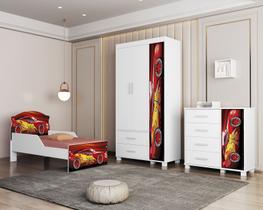 Quarto infantil completo adesivado cama-comoda-guarda roupas