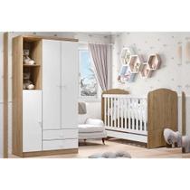 Quarto Infantil Completo Bala de Menta 2 Peças (1 Guarda Roupa + 1 Berço) QI94 Rústico/Branco - Henn