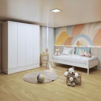 Quarto Infantil Completo com 1 Cama Babá Clean 90cm e Guarda-roupa Aconchego