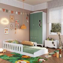 Quarto Infantil Completo com Cama Montessoriana 3pc Linha Encanto Completa Móveis