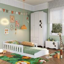 Quarto Infantil Completo com Cama Montessoriana 3pc Linha Encanto Completa Móveis