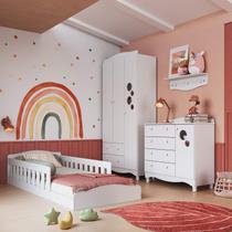Quarto Infantil Completo com Cama Montessoriana 4pc Linha Encanto Completa Móveis