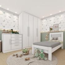 Quarto Infantil Completo com Guarda Roupa Cômoda e Cama 100% MDF Harmonia Espresso Móveis Neve