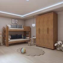 Quarto Infantil Completo com Guarda-Roupa e Beliche Théo Marrom/Amadeirado Quarto Infantil Completo com Guarda-Roupa e Beliche Théo Marrom/Amadeirado
