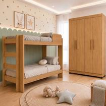 Quarto Infantil Completo com Guarda-Roupa e Beliche Théo Marrom/Amadeirado Quarto Infantil Completo com Guarda-Roupa e Beliche Théo Marrom/Amadeirado