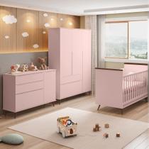 Quarto Infantil Completo com Guarda-roupas,Cômoda e Berço Phoenix Baby