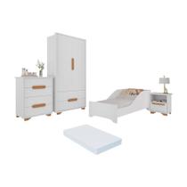 Quarto Infantil Completo Com Minicama Com Colchão Incluso Multimóveis Mp4402 Branco Natural