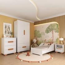 Quarto Infantil Completo Com Minicama Para Colchão 150x70cm Multimóveis Mp4401 Branco Natural