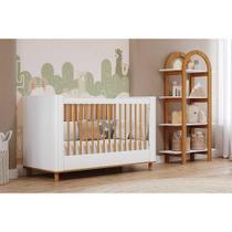 Quarto Infantil Completo Cupcake 2 Peças (Berço+Estante) QI104 Branco/Nature - Permóbili Baby