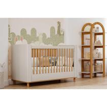 Quarto Infantil Completo Cupcake 2 Peças (Berço+Estante) QI104 Off White/Nature - Permóbili Baby