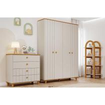 Quarto Infantil Completo Cupcake 2 Peças (Guarda Roupa+Cômoda) QI105 Off White/Nature - Permóbili Baby
