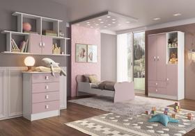 Quarto Infantil Completo Docinho com Guarda Roupa, Cômoda, Mini Cama e Nicho Espresso Móveis Branco/Rosa Quarto Infantil Completo Docinho com Guarda Roupa, Cômoda, Mini Cama e Nicho Espresso Móveis Branco/Rosa