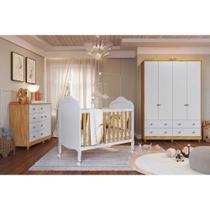Quarto Infantil Completo Elô 3 Peças (1GuardaRoupa+1Berço+1Cômoda) QI118 Branco/Amendoa - Peroba Quarto Infantil Completo Elô 3 Peças (1GuardaRoupa+1Berço+1Cômoda) QI118 Branco/Amendoa - Peroba