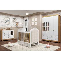 Quarto Infantil Completo Elô 4 Peças (1GuardaRoupa+1Berço+1Cômoda+1Complemento) QI117 Branco/Amendoa - Peroba Quarto Infantil Completo Elô 4 Peças (1GuardaRoupa+1Berço+1Cômoda+1Complemento) QI117 Branco/Amendoa - Peroba