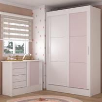 Quarto Infantil Completo Guarda-Roupa 2 Portas 2 Gavetas Com Cômoda Maya Espresso Móveis Branco/Rosa Quarto Infantil Completo Guarda-Roupa 2 Portas 2 Gavetas Com Cômoda Maya Espresso Móveis Branco/Rosa