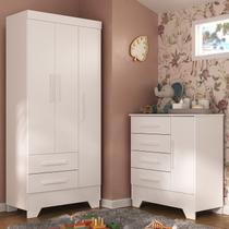Quarto Infantil Completo Guarda Roupa 3 Portas 2 Gavetas com Cômoda Selene Branco Quarto Infantil Completo Guarda Roupa 3 Portas 2 Gavetas com Cômoda Selene Branco