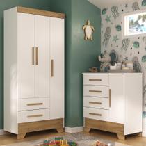 Quarto Infantil Completo Guarda Roupa 3 Portas 2 Gavetas com Cômoda Selene Espresso Móveis Branco Fosco/Nature Quarto Infantil Completo Guarda Roupa 3 Portas 2 Gavetas com Cômoda Selene Espresso Móveis Branco Fosco/Nature