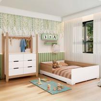 Quarto Infantil Completo Guarda-roupa Closet e Cama Casal Montessoriana 100% Mdf Olivia e Mark