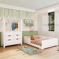 Quarto Infantil Completo Guarda-roupa Closet e Cama Casal Montessoriana 100% Mdf Olivia e Mark