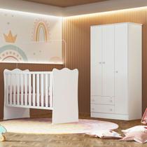 Quarto Infantil Completo Iris 3 Portas 2 Gavetas Branco - Pnr Móveis