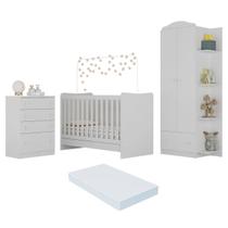 Quarto Infantil Completo João e Maria com berço 4 em 1 + colchão + Roupeiro e cômoda Branco Multi Quarto Infantil Completo João e Maria com berço 4 em 1 + colchão + Roupeiro e cômoda Branco Multi