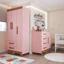 Quarto Infantil Completo Kids 4 Portas 6 Gavetas Rosa/Nature - Panorama Móveis