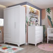 Quarto Infantil Completo Kids 5 Portas 6 Gavetas Branco - Panorama Móveis Quarto Infantil Completo Kids 5 Portas 6 Gavetas Branco - Panorama Móveis