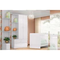 Quarto Infantil Completo Labirinto 2 Peças (1 Guarda Roupa + 1 Berço) QI97 Branco - Henn