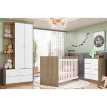 Quarto Infantil Completo Labirinto 3 Peças (1 Guarda Roupa + 1 Berço + 1 Cômoda) QI58 Rústico/Branco - Henn Quarto Infantil Completo Labirinto 3 Peças (1 Guarda Roupa + 1 Berço + 1 Cômoda) QI58 Rústico/Branco - Henn