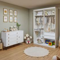 Quarto Infantil Completo Marisol 1 Porta 6 Gavetas Branco Aurora - Minastex Quarto Infantil Completo Marisol 1 Porta 6 Gavetas Branco Aurora - Minastex