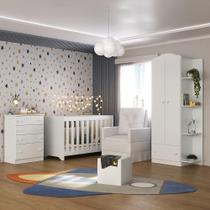 Quarto Infantil Completo + Poltrona E Puff Mp4086 Branco