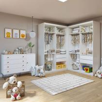 Quarto Infantil Completo Seraphina 1 Porta 8 Gavetas Branco Aurora - Minastex