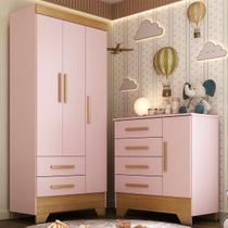 Quarto Infantil Completo Soninho 4 Portas 6 Gavetas Rosa/Cinamomo - Panorama Móveis