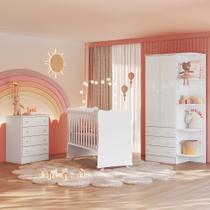 Quarto Infantil Completo Ternura Berço c/ Rodízio Branco