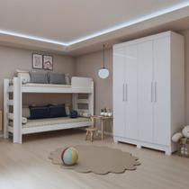 Quarto Infantil Completo Théo 4 Portas 3 Gavetas 100% Mdf Branco - Tigus Quarto Infantil Completo Théo 4 Portas 3 Gavetas 100% Mdf Branco - Tigus