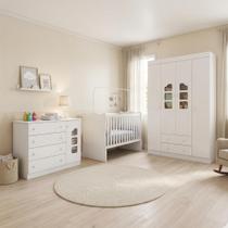 Quarto Infantil de Bebê Berço Doce Sonho + Roupeiro Lívia 4 Portas + Cômoda Sapateira 100% MDF - Phoenix Baby Quarto Infantil de Bebê Berço Doce Sonho + Roupeiro Lívia 4 Portas + Cômoda Sapateira 100% MDF - Phoenix Baby