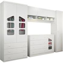 Quarto Infantil de Bebê Completo 4 Peças Cômoda + Roupeiro + Armário Aéreo Módulo 100% MDF - Phoenix Baby