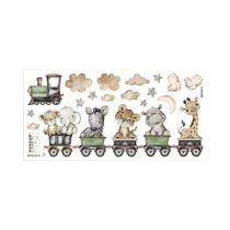 Quarto Infantil Desenho Animado Animal Trem Adesivos De Parede Elefante Leopardo Girafa Decoração