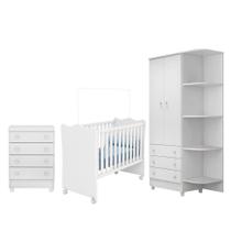 Quarto Infantil Doce Sonho - Berço Simples Branco - Qmovi Quarto Infantil Doce Sonho - Berço Simples Branco - Qmovi