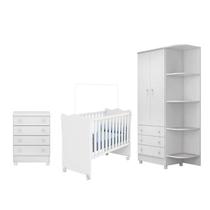 Quarto Infantil Doce Sonho - Berço Simples Branco - Qmovi