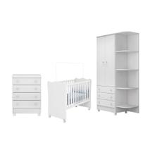 Quarto Infantil Doce Sonho - Berço Simples Branco - Qmovi Quarto Infantil Doce Sonho - Berço Simples Branco - Qmovi