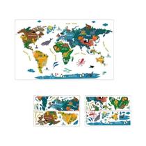 Quarto Infantil Dos Desenhos Animados Mapa Do Mundo Adesivos De Parede Auto-adesivo Vinil Quarto