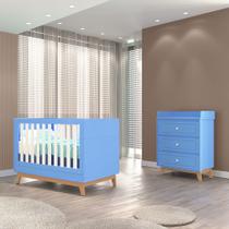 Quarto Infantil Duplo 100% em MDF com Berço 2 em 1 Tuboarte Cômoda Natan Berço Lucca