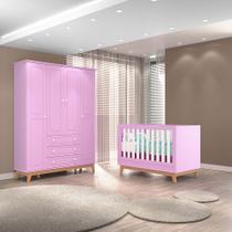 Quarto Infantil Duplo 100% MDF Tuboarte com Guarda-Roupas Henry e Berço 2 em 1 Lucca