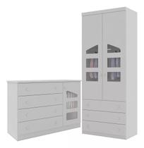 Quarto Infantil Eloísa com Guarda Roupa 2 Portas e Cômoda